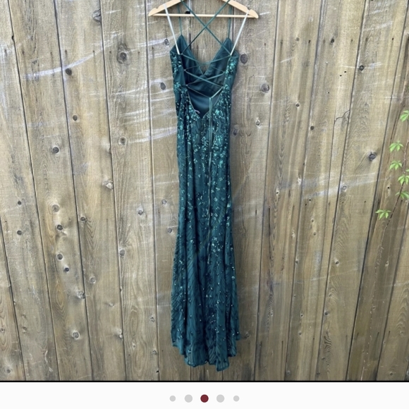 Lulus Photo Finish Forest Green Sequin Lace-Up Maxi Dress XL - Picture 6 of 13